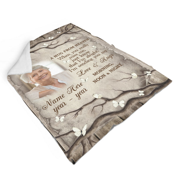 Memorial Blanket Gifts For Loss Loved One| A Hug From Heaven Sympathy Remembrance Blanket For Loss Dad Mom MM17