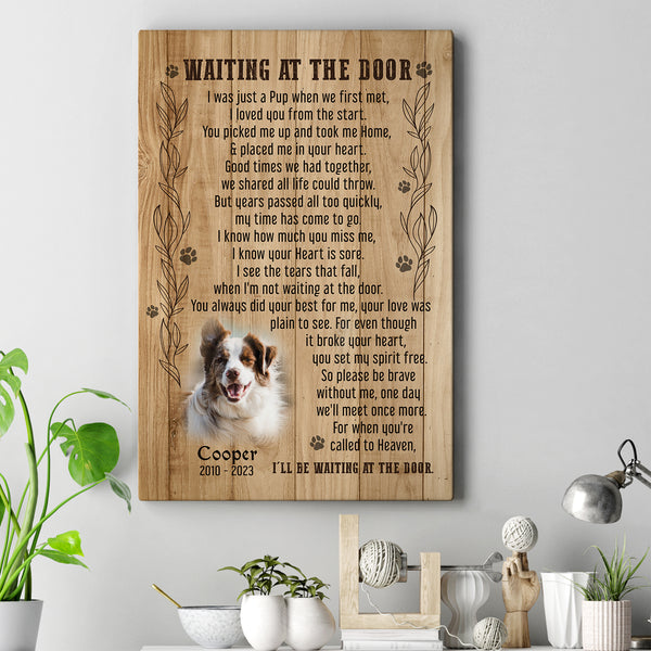 Dog Memorial Canvas Gift | Waiting at The Door Memorial Gift For Loss of Dog| Dog Remembrance NXM363