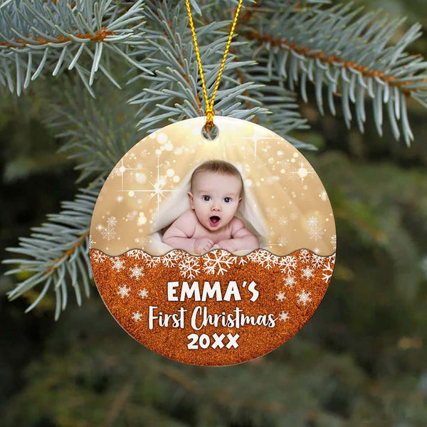 Personalized Christmas Ornaments| My First Christmas Customized Name & Year Baby First Christmas Ornament OMT17-4