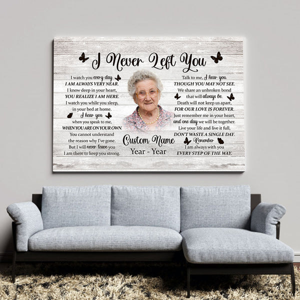 Personalized Memorial Gift For Loss Of Loved One| I Never Left You Canvas Remembrance Gift For Loss Of Dad Mom NXM54