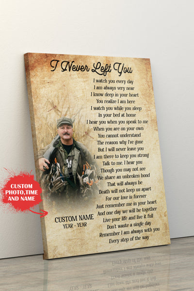Personalized Memorial Canvas| I Never Left You| Memorial Gift, Sympathy Gift for Loss of Father Mother Son in Heaven N2089