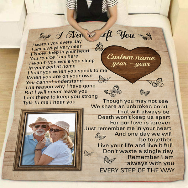 I Never Left You Personalized Memorial Blanket, Remembrance Gift For Loss of Loved One MM22