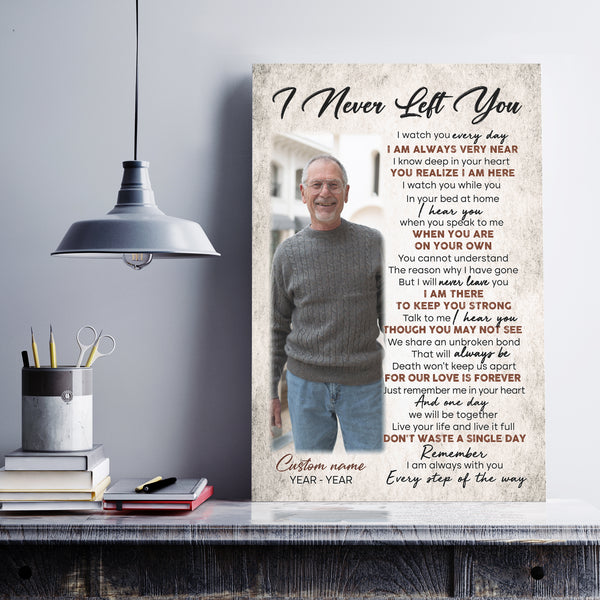 Personalized Memorial Canvas Gift| I Never Left You Canvas| Remembrance Gift For For Loss Of Loved One  NXM55