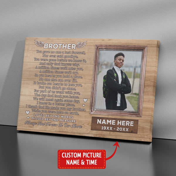 Brother Memorial Canvas Gifts, Brother In Remembrance Memorial Gifts for Loss of Brother Sympathy NXM317