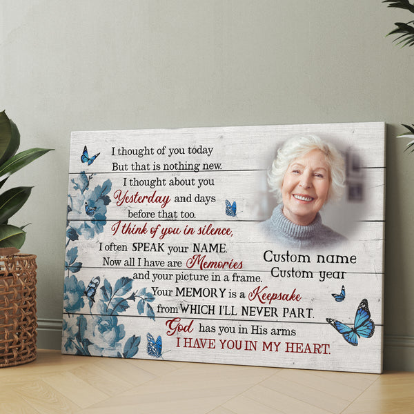 Personalized Memorial Canvas Gifts I Thought Of You| Sympathy Gifts For Loss Loved One In Loving Memory NXM393