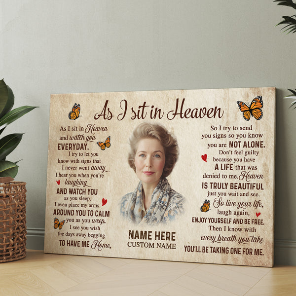 Memorial Canvas Gift As I Sit In Heaven| Bereavement Gifts For Loss Of Loved One In Memory Gifts NXM448