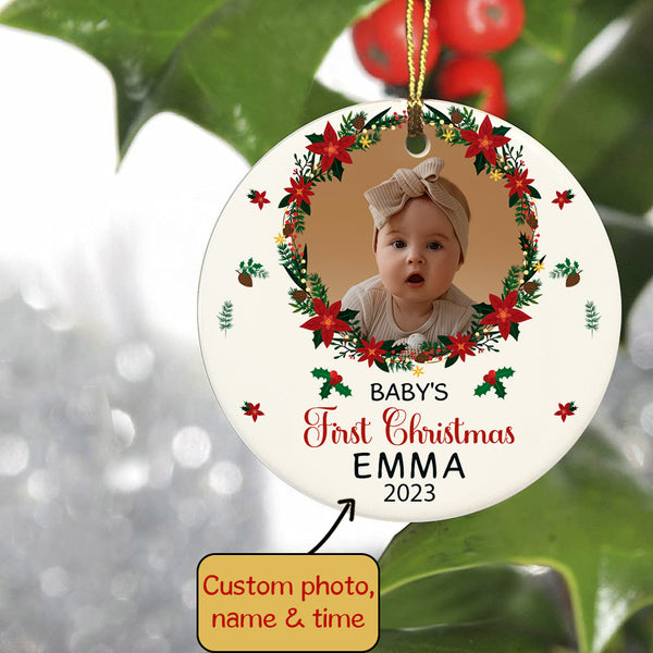 Personalized Christmas Ornaments| My First Christmas Customized Name & Year Baby First Christmas Ornament OMT17-8