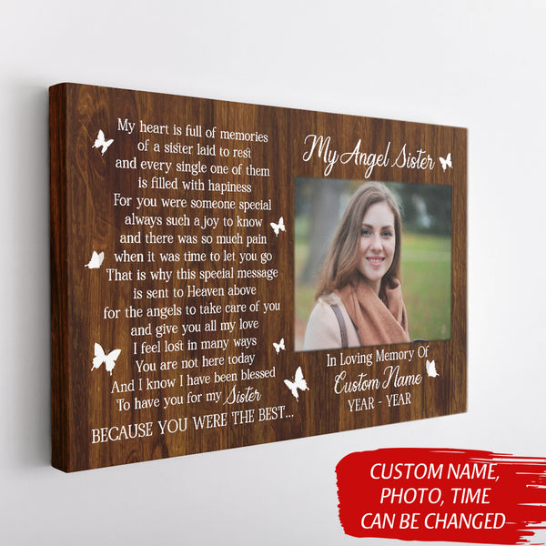 Personalized Sister Memorial Canvas| Sympathy Gift for Loss of Sister| in Memory of Sister NXM405