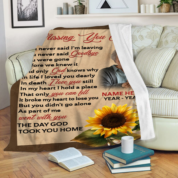 Personalized Memorial Blanket Gift, Missing You Always Daisy Sympathy Gift For Loss of Loved One MM08
