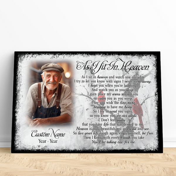 As I Sit In Heaven Personalized Memorial Gift Canvas| Sympathy Gift For Loss Of Loved One| In Memory Gifts NXM431