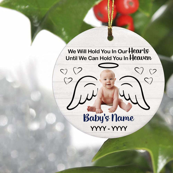 Baby Memorial Ornament - We'll Hold You In Heaven Sympathy Gift for Loss of Baby Child Infant Miscarriage Christmas ODT148