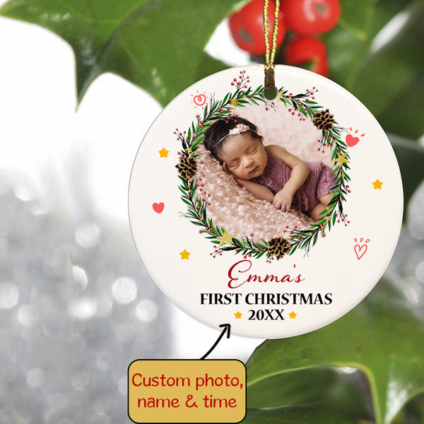 Personalized Christmas Ornaments| My First Christmas Customized Name & Year Baby First Christmas Ornament OMT17-3