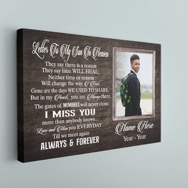 Son Memorial Canvas| Loss of Son Personalized Memorial Gift| Sympathy Gift for Son In Memory of Son NXM206