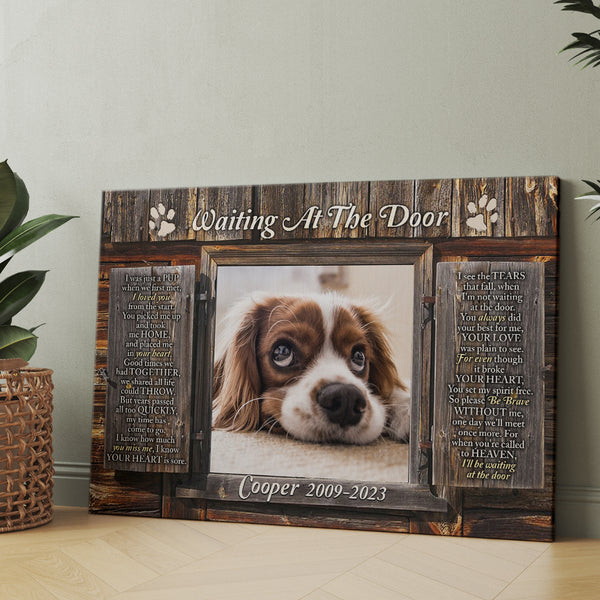 Waiting At The Door Memorial Dog Canvas Gift| Sympathy Gifts For Loss of Dog| Dog Bereavement Gifts NXM139