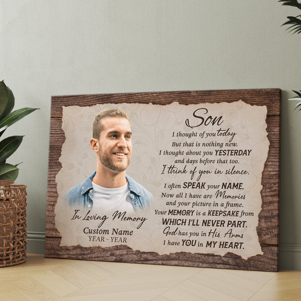 Son Memorial Canvas | Personalized Memorial Gift for Loss of Son In Heaven | Son Remembrance NXM210