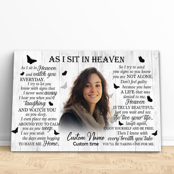 Memorial Canvas Gift| As I Sit In Heaven Bereavement Gift For Loss Of Loved One In Memory Gifts NXM450