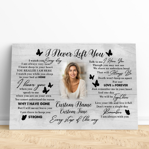 I Never Left you Memorial Canvas Gift| Sympathy Remembrance Gift For Loss Of Loved One In Heaven NXM455