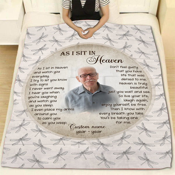 As I Sit In Heaven Memorial Blanket For Loss Of Loved One Sympathy Blanket Remembrance MM39