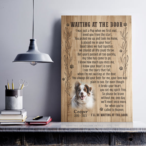 Dog Memorial Canvas Gift | Waiting at The Door Memorial Gift For Loss of Dog| Dog Remembrance NXM363