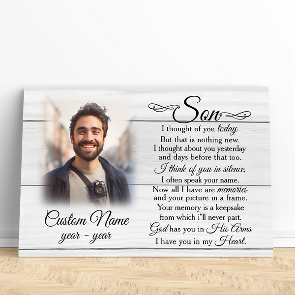 Son Memorial Canvas Gift| Sympathy Gifts For Loss Of Son| Son Remembrance Son In Heaven NXM433