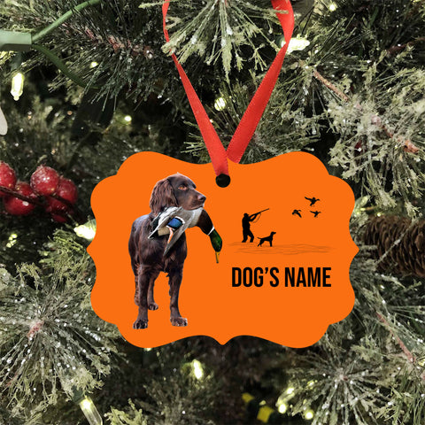 Boykin Spaniel Hunting Dog Custom Name Medallion Aluminum Ornament - Dog Christmas ornament FSD4356