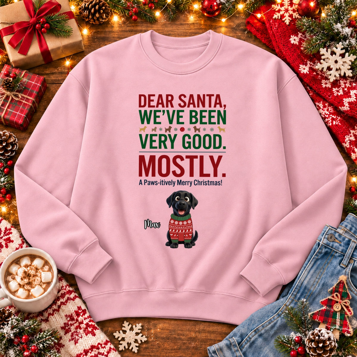 Dear Santa We've Been Very Good Mostly Funny Custom Dogs Christmas Standard Crew Neck Sweatshirt FSDM121