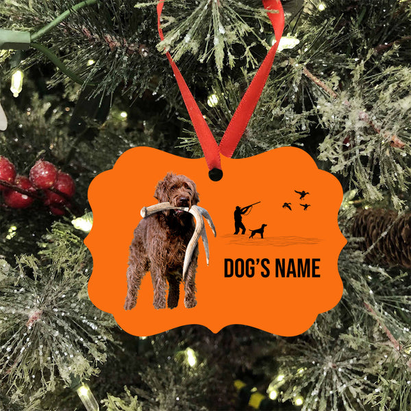 Pudelpointer Hunting Dog Custom Name Medallion Aluminum Ornament - Dog Christmas ornament FSD4357
