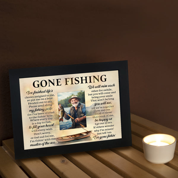 Gone Fishing Memorial Shadow Box, Gone Fishing in Heaven, Fishing in Memory Loss of Loved One TND6