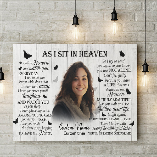 Memorial Canvas Gift| As I Sit In Heaven Bereavement Gift For Loss Of Loved One In Memory Gifts NXM450