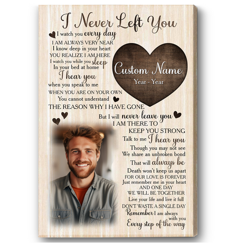 Memorial Gift Canvas Personalized| I Never Left You Sympathy Gifts For Loss Of Dad Mom In Memory Gift NXM461