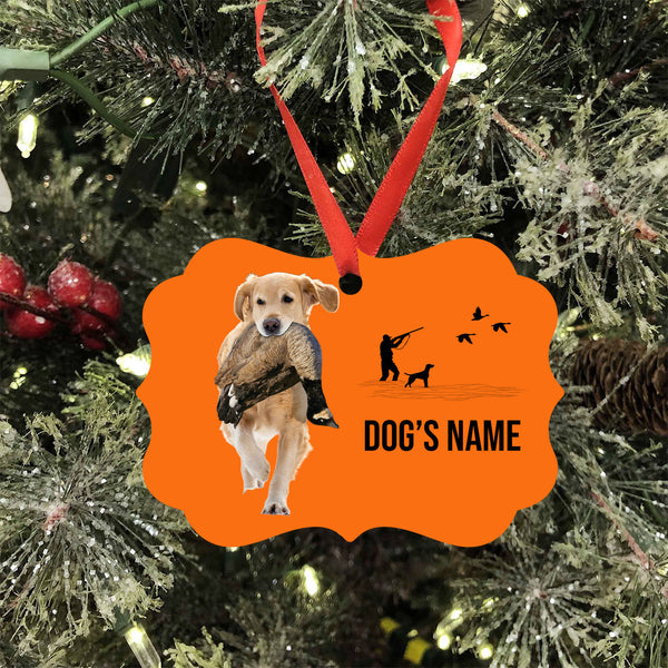 Golden Retriever Hunting Dog Custom Name Medallion Aluminum Ornament - Dog Christmas ornament FSD4355