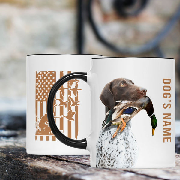 Duck Hunting Dogs Custom Name American flag Accent Edge-to-Edge Mug, Gifts idea for Duck Hunter FSD4502