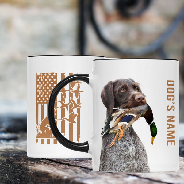 Duck Hunting Dogs Custom Name American flag Accent Edge-to-Edge Mug, Gifts idea for Duck Hunter FSD4502