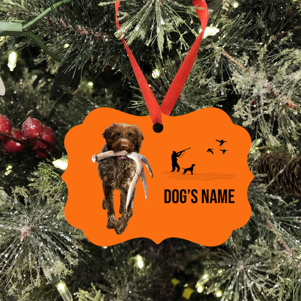 Wirehaired Pointing Griffon Hunting Dog Custom Name Medallion Aluminum Ornament - Dog Christmas ornament FSD4346