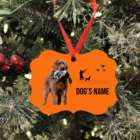 Pudelpointer Hunting Dog Custom Name Medallion Aluminum Ornament - Dog Christmas ornament FSD4357