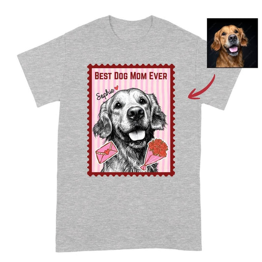 Best Dog Mom Ever Stamp Custom Dog T-shirt, Cute Dog Art Personalized Gift FSD4827