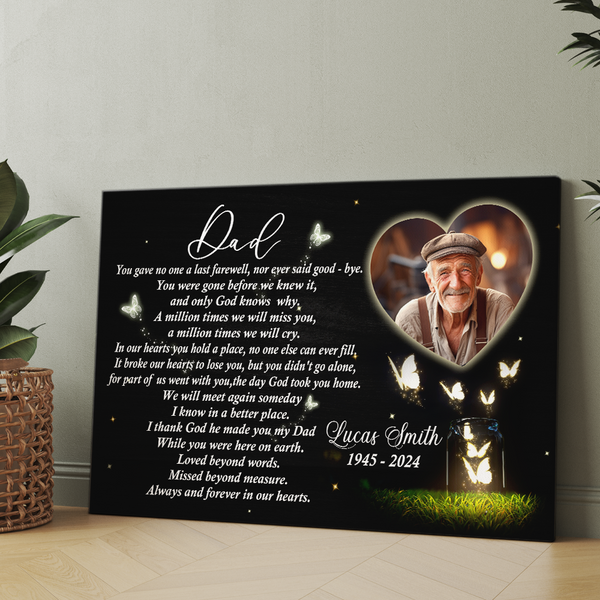 Dad Memorial Canvas Personalized| Memorial Gifts for Loss of Father Sympathy Gifts for Dad Bereavement M533