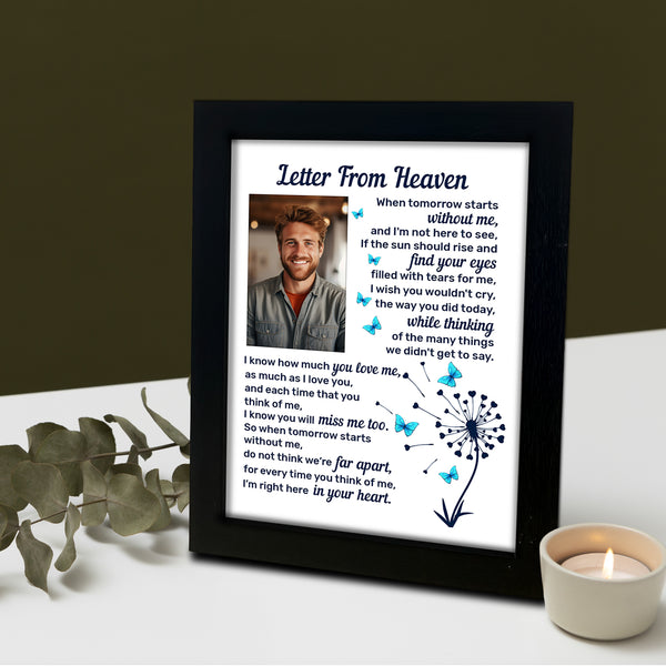 Memorial Shadow Box Letter from Heaven Sympathy Picture Frame Gifts for Loss of Loved One 2x3 Photo TND7