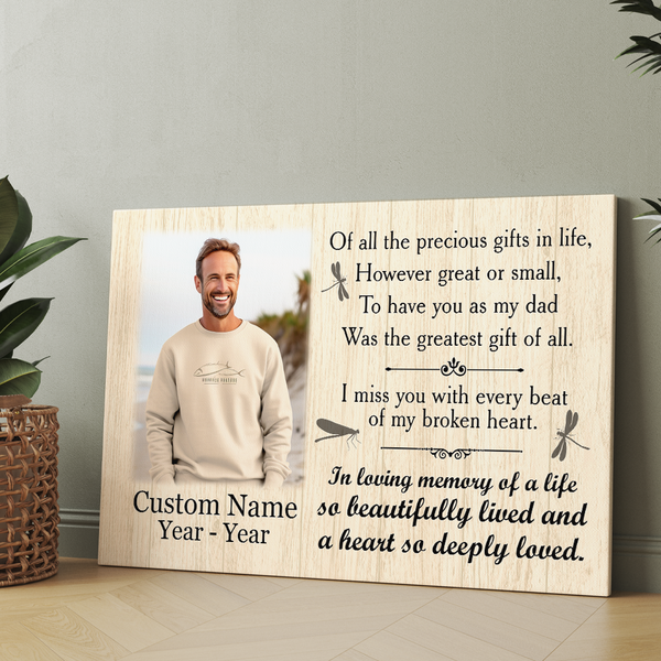 Dad Memorial Canvas Gift Personalized Memorial Gifts for Loss of Dad In Memory of Father In Heaven M522