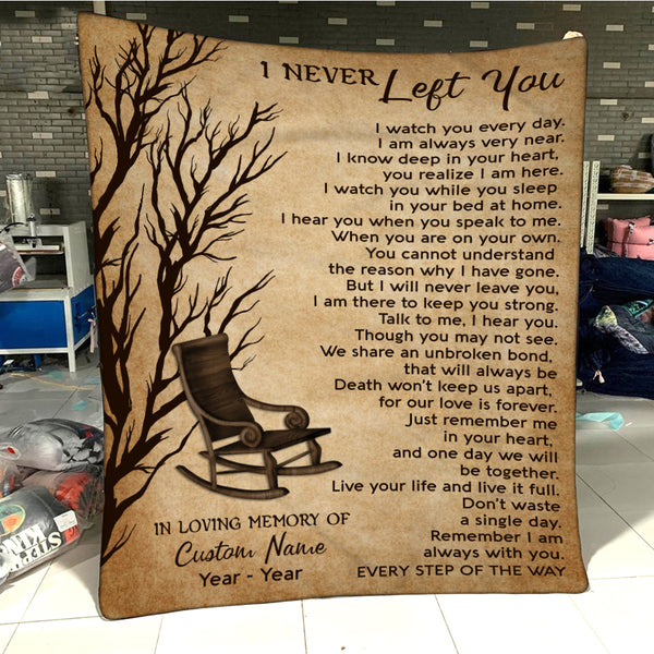 Personalized Memorial Blanket Gift| I Never Left You Blanket Bereavement Gift For Loss of Loved One MM35