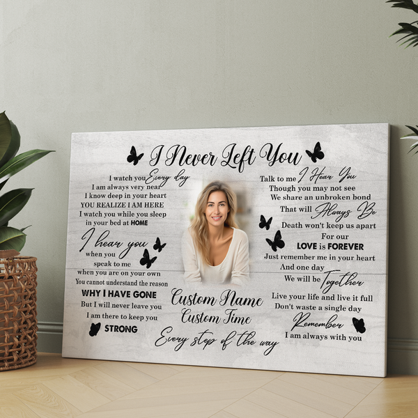 I Never Left you Memorial Canvas Gift| Sympathy Remembrance Gift For Loss Of Loved One In Heaven NXM455