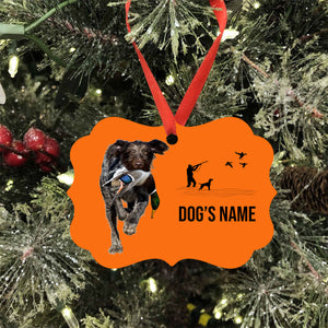 Deutsch Drahthaar Hunting Dog Custom Name Medallion Aluminum Ornament - Dog Christmas ornament FSD4361