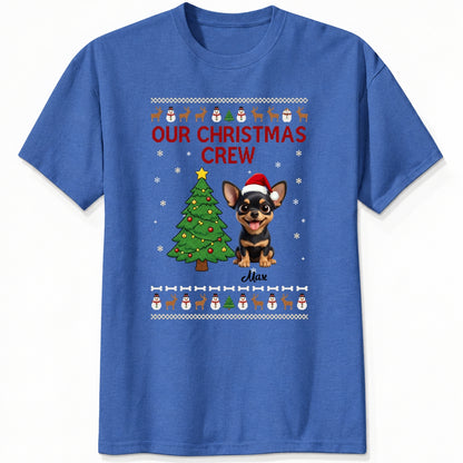 Custom Dogs Christmas T-Shirt, Our Christmas Crew Personalized Holiday Gift for Dog Lovers FSDM92