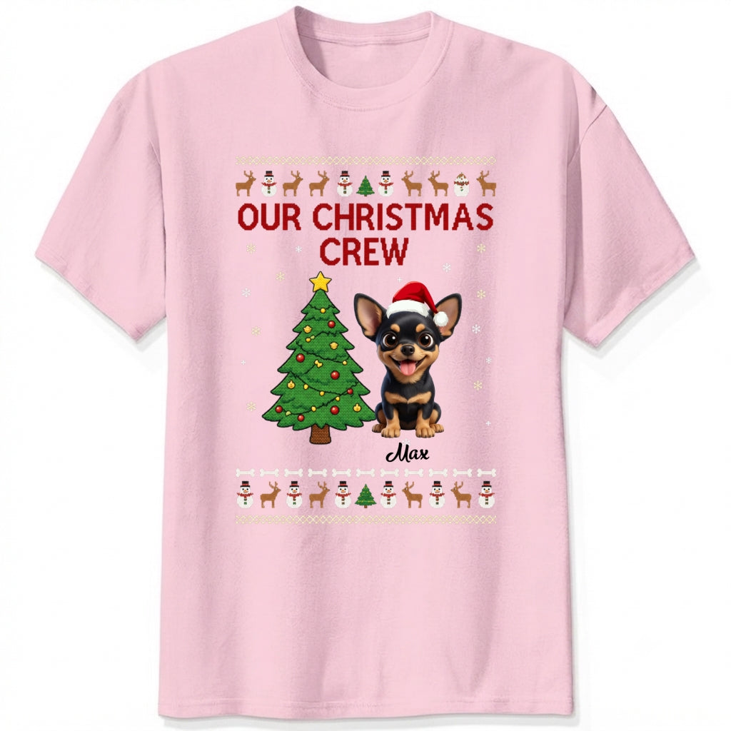 Custom Dogs Christmas T-Shirt, Our Christmas Crew Personalized Holiday Gift for Dog Lovers FSDM92