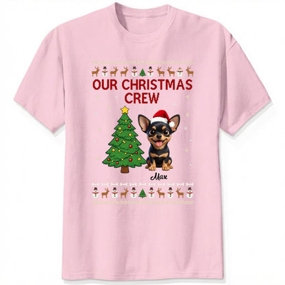 Custom Dogs Christmas T-Shirt, Our Christmas Crew Personalized Holiday Gift for Dog Lovers FSDM92
