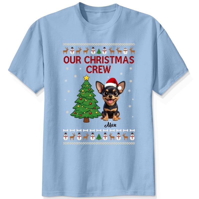 Custom Dogs Christmas T-Shirt, Our Christmas Crew Personalized Holiday Gift for Dog Lovers FSDM92
