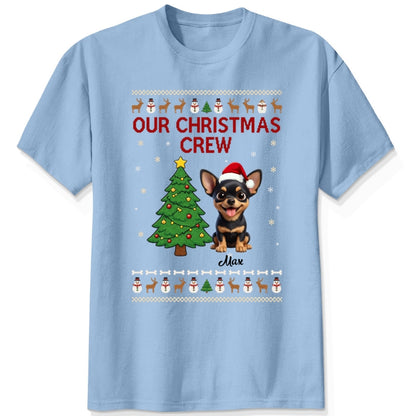 Custom Dogs Christmas T-Shirt, Our Christmas Crew Personalized Holiday Gift for Dog Lovers FSDM92