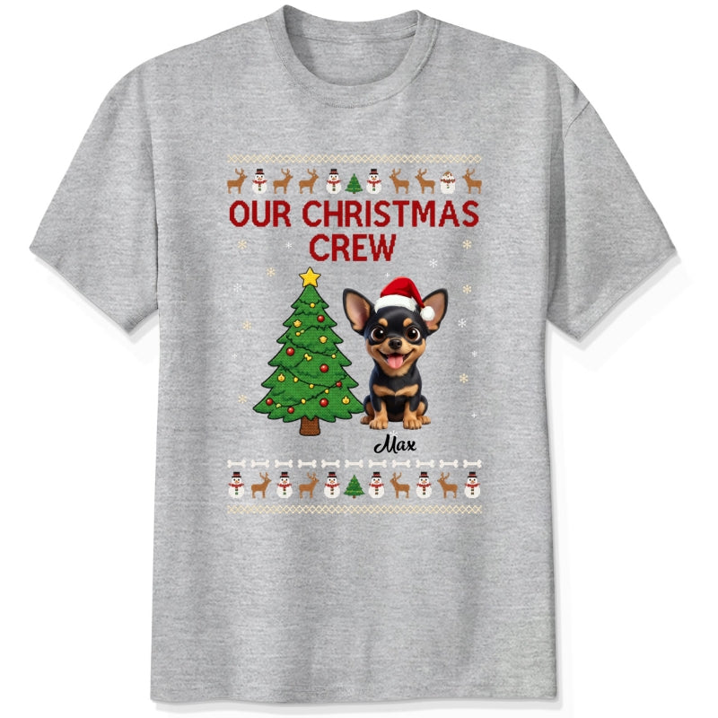 Custom Dogs Christmas T-Shirt, Our Christmas Crew Personalized Holiday Gift for Dog Lovers FSDM92