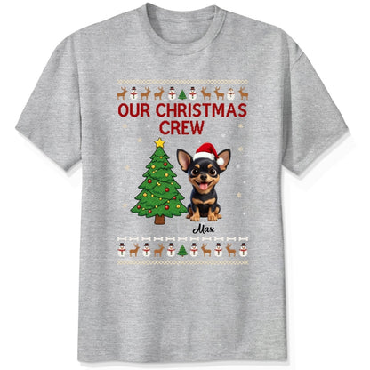 Custom Dogs Christmas T-Shirt, Our Christmas Crew Personalized Holiday Gift for Dog Lovers FSDM92