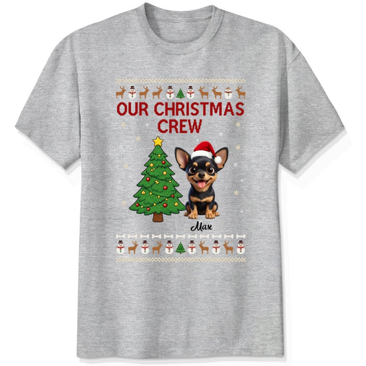 Custom Dogs Christmas T-Shirt, Our Christmas Crew Personalized Holiday Gift for Dog Lovers FSDM92